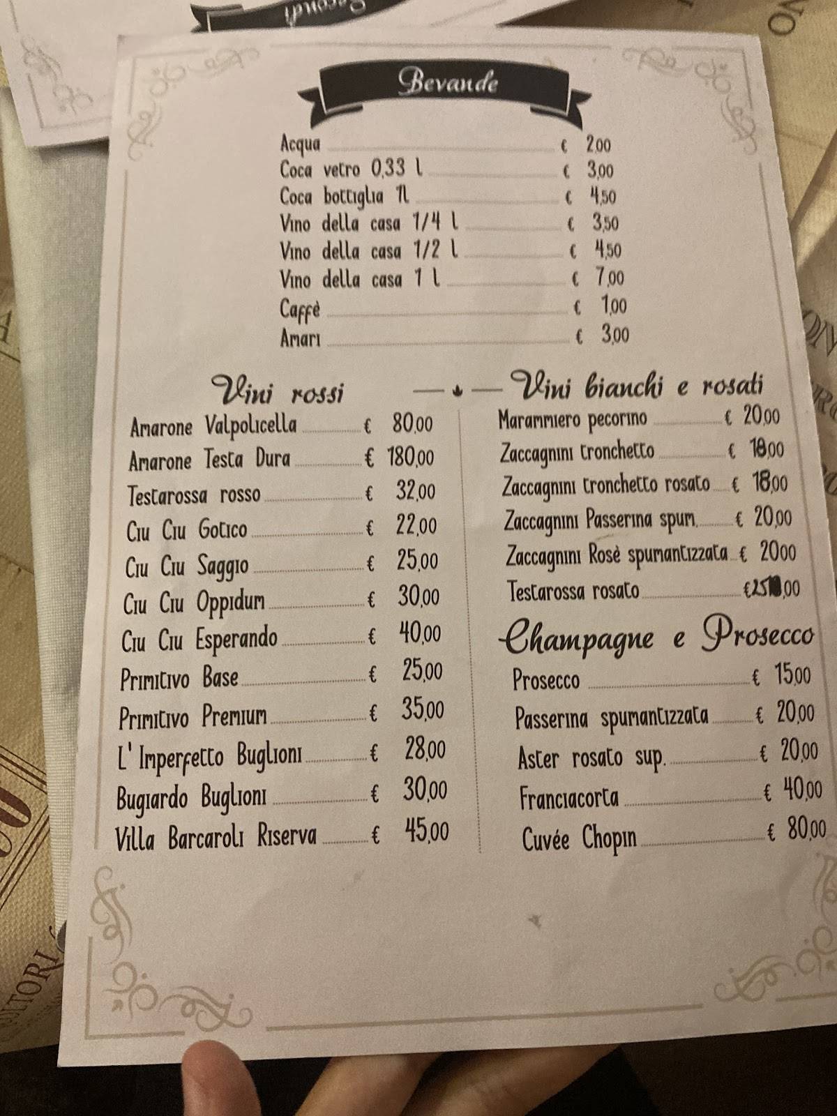 Menu di Hosteria da papà 