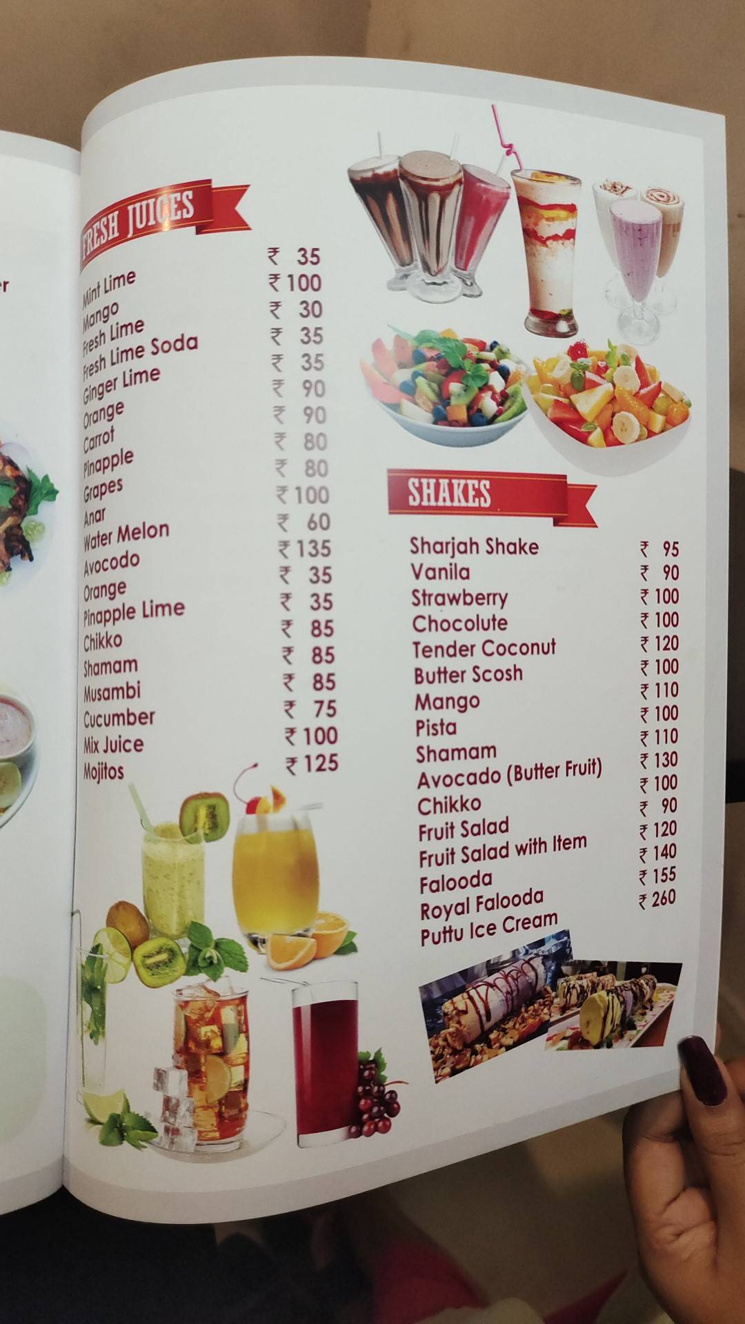 Hotel Aaramam menu