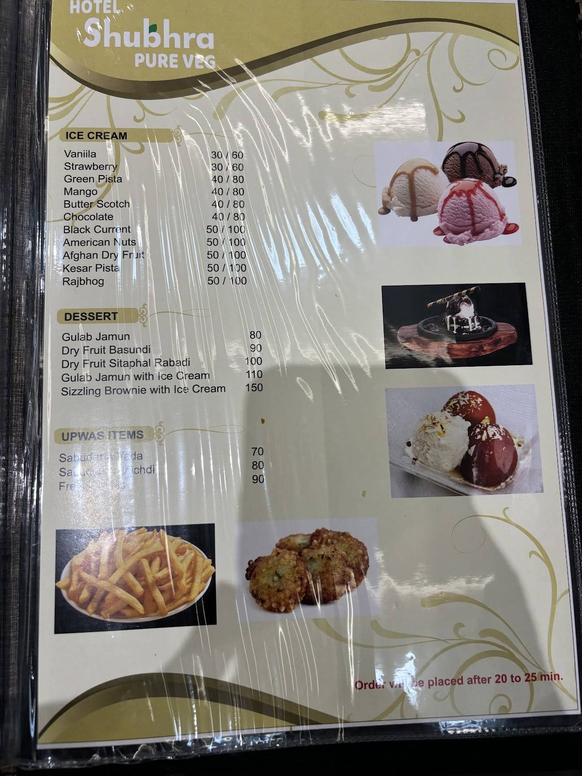 Hotel Shubhra Pure Veg menu