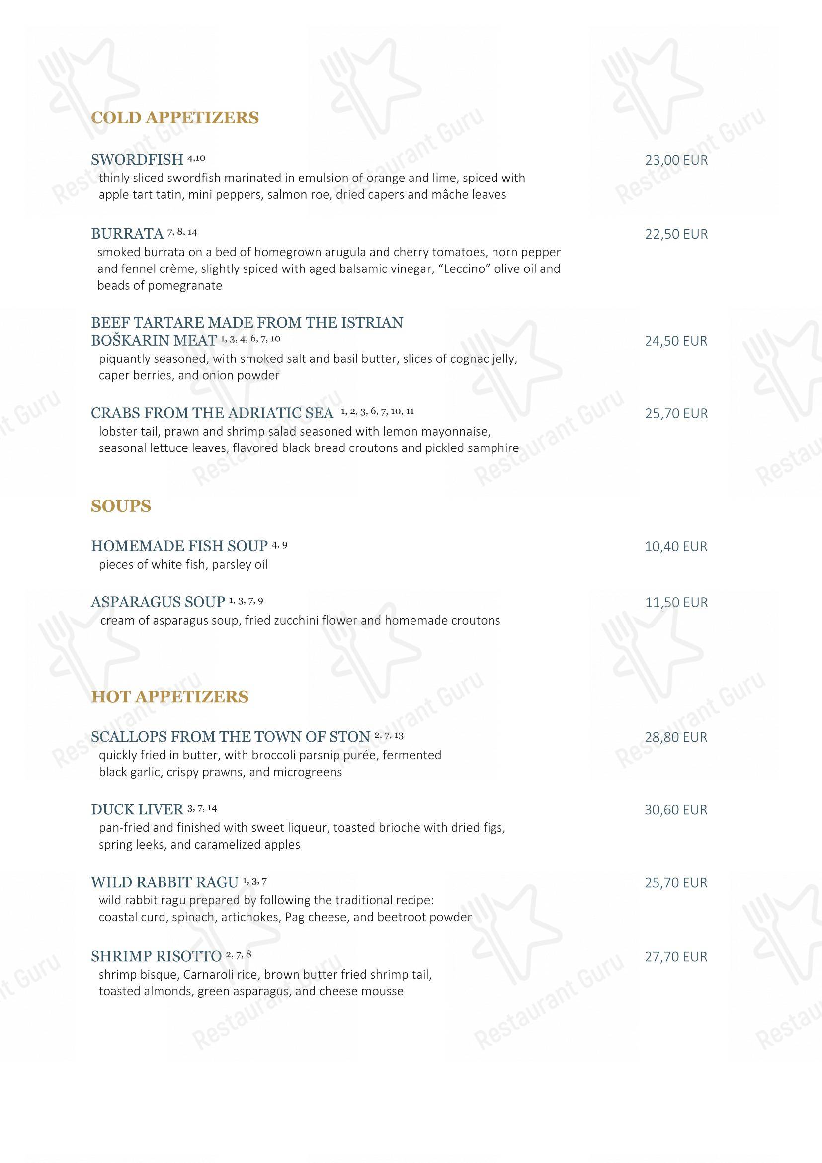 Menu per Hotel Supetar Cavtat in Ragusa Vecchia