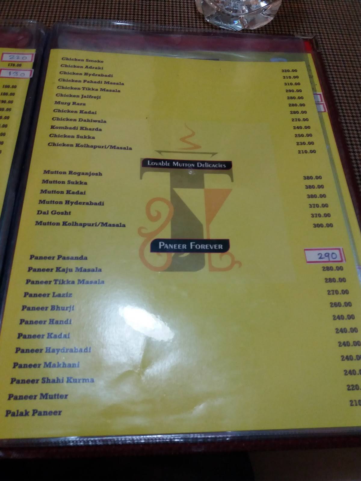 Hotel Tushar Nx menu