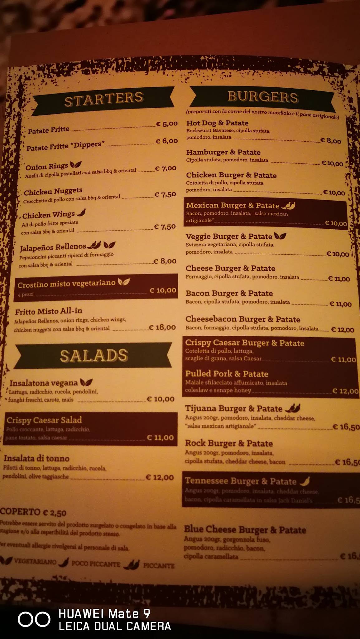 Menu di House of Rock 