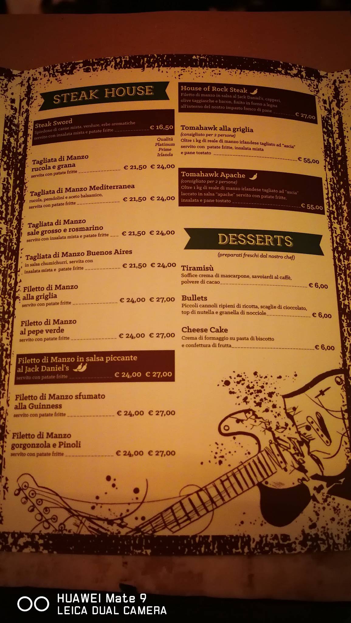 Menu di House of Rock 