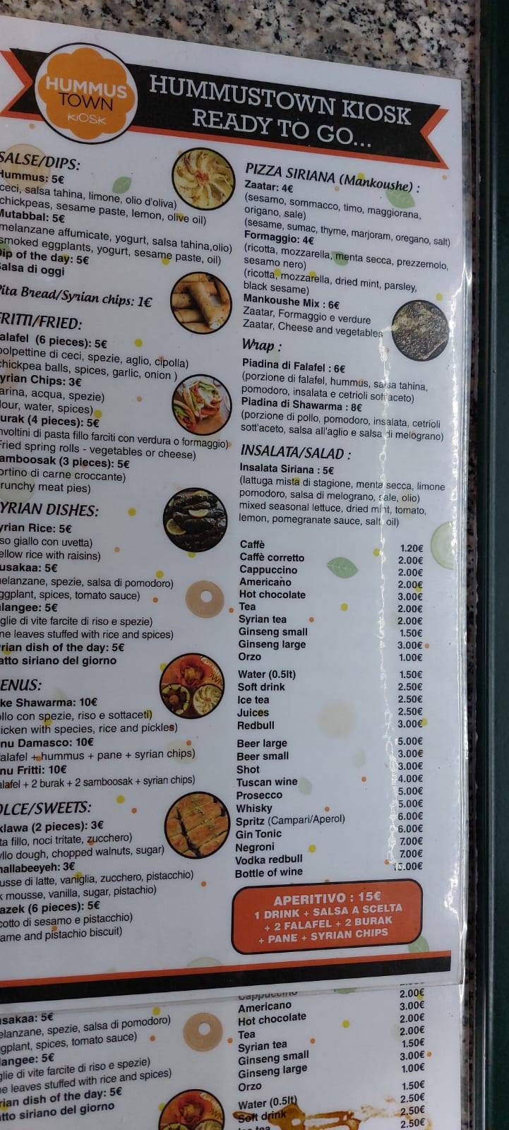 Menu di Hummustown Kiosk 