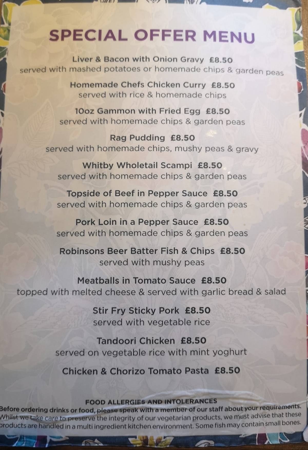Menu at Rising Moon pub & bar, Hyde
