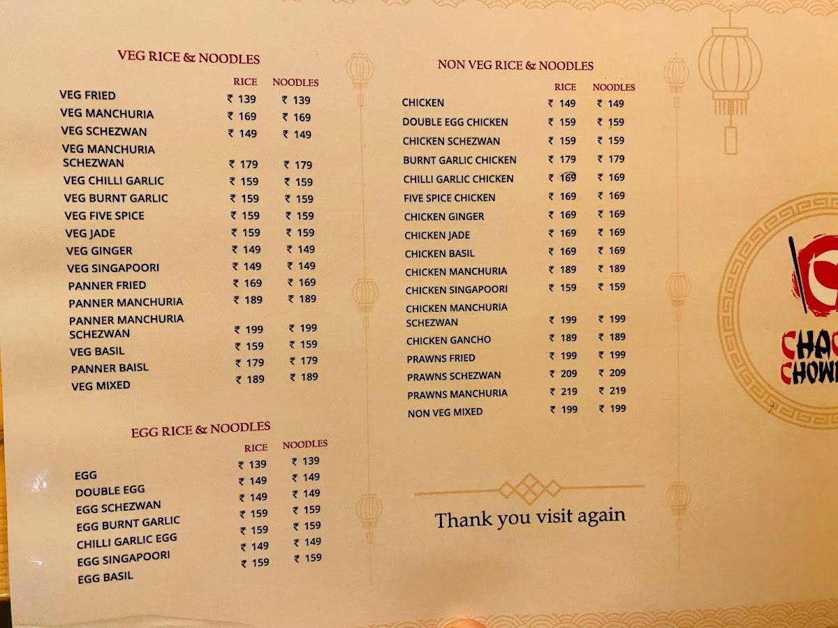 Chacha Chowmein (Habsiguda) menu