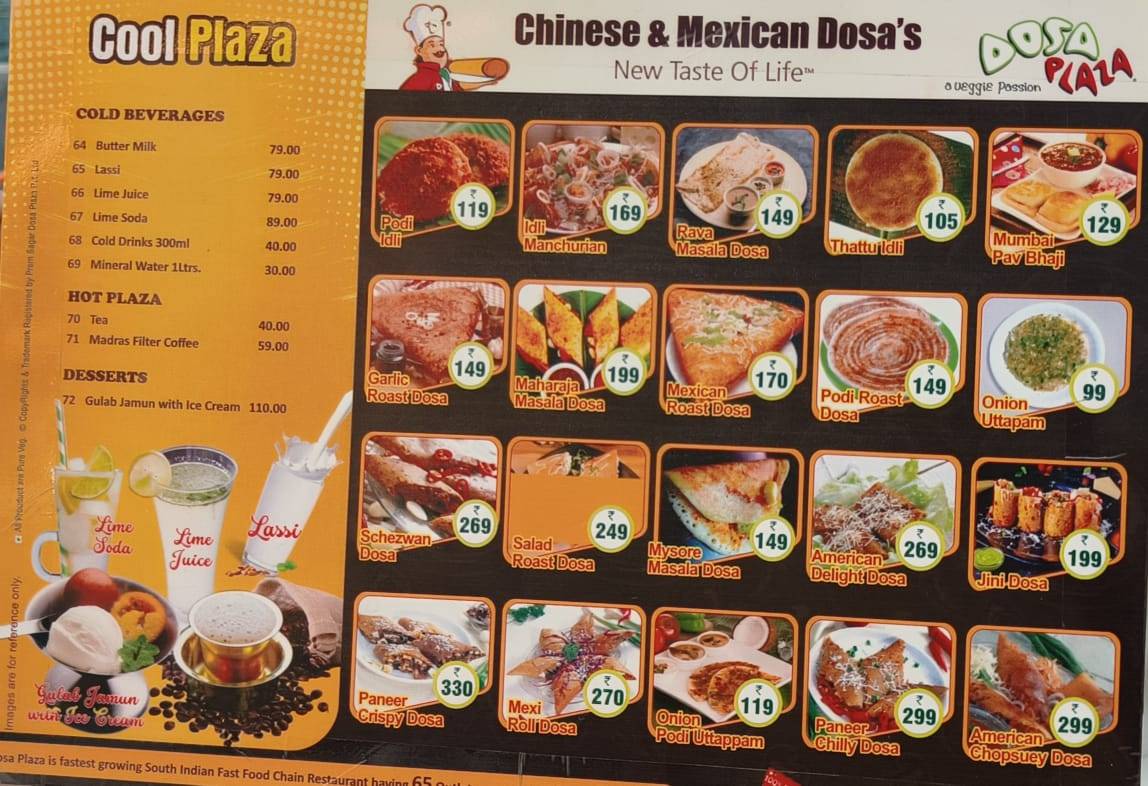 Dosa Plaza menu