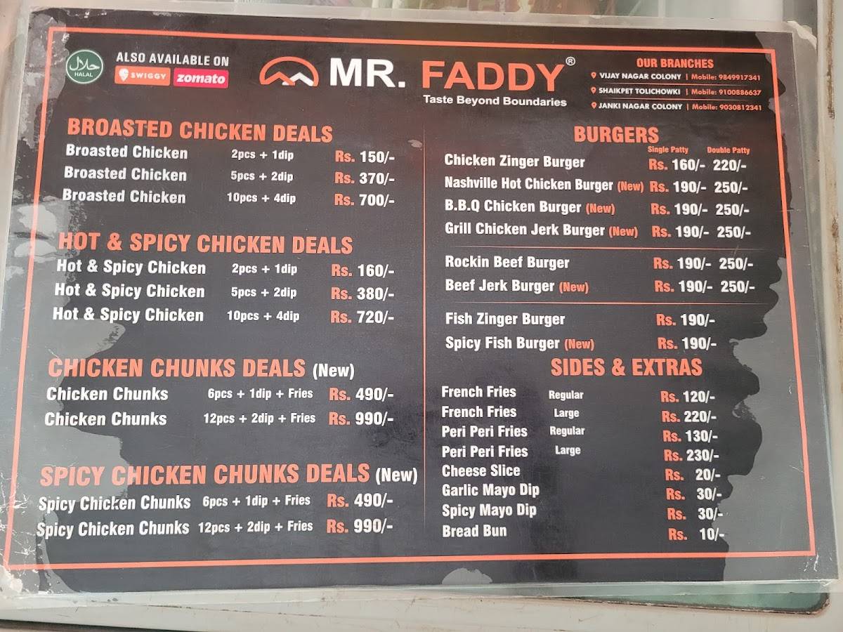 MR.FADDY menu