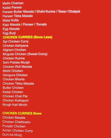 Hyderabad Spice menu