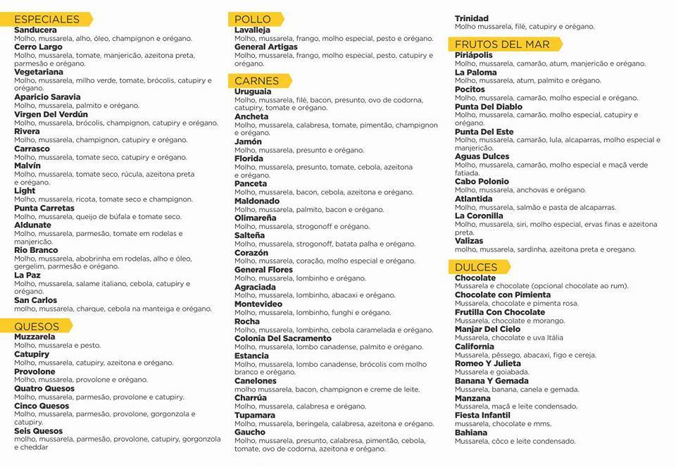 I Fratelli & Uruguaia cardápio