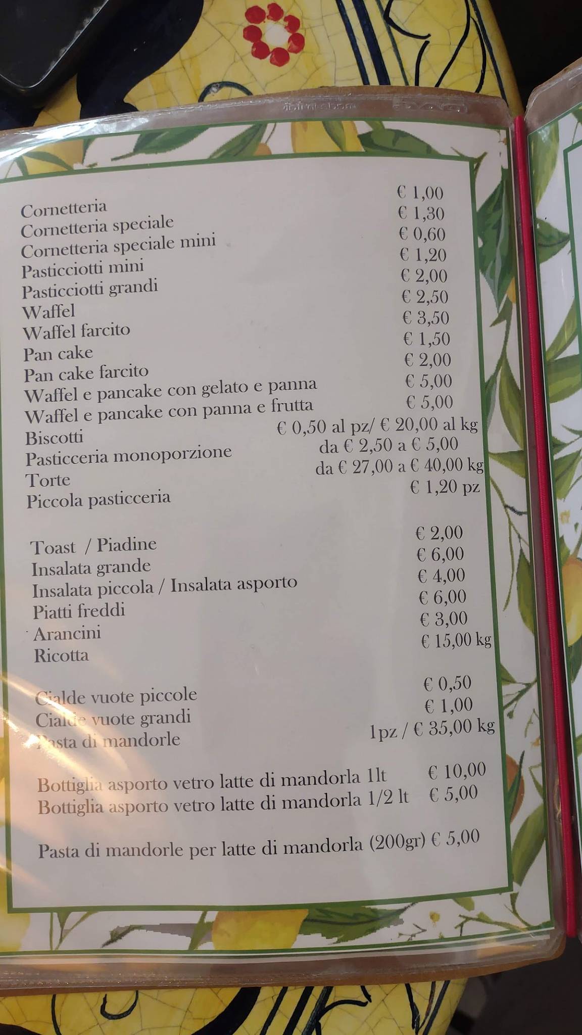 Menu di I Tesori di Sicilia 