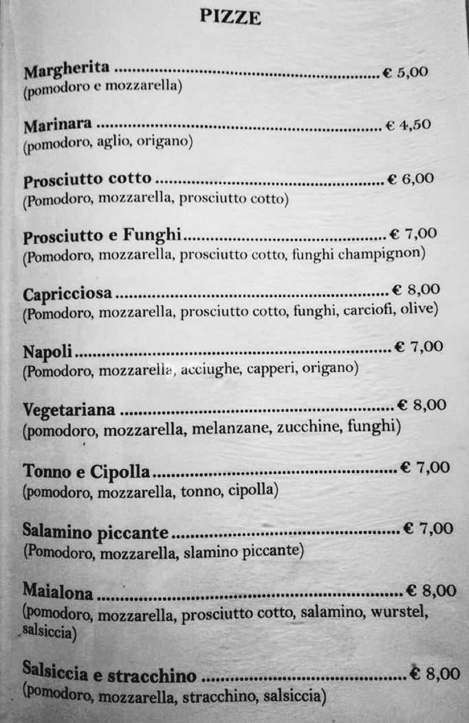 Menu di I Tre Moschettieri 