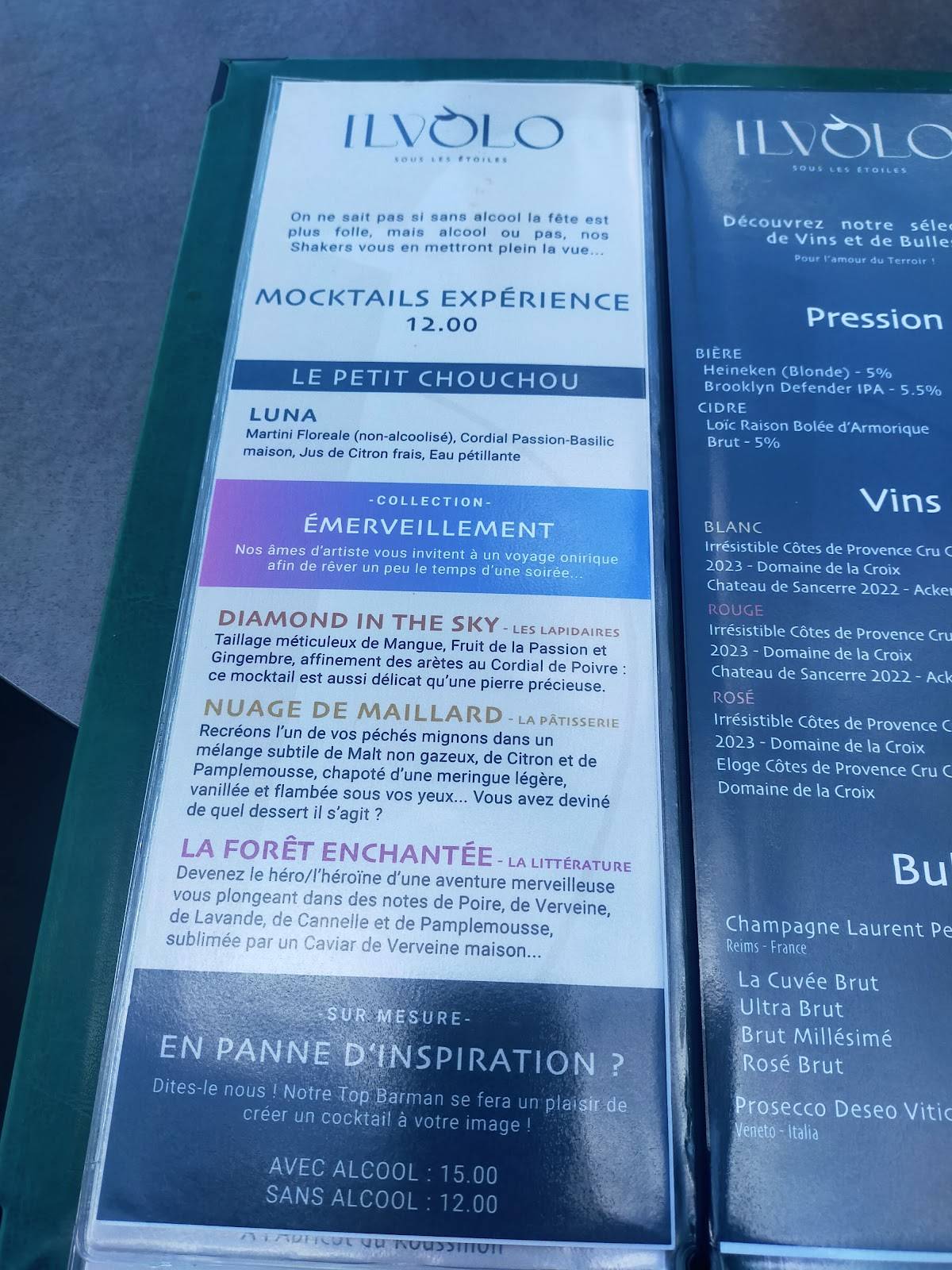 Menu de ILVOLO BAR ROOFTOP