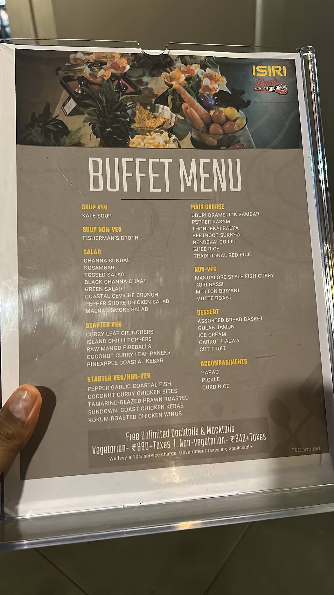 ISIRI Resto Bar - Theme Restaurant menu