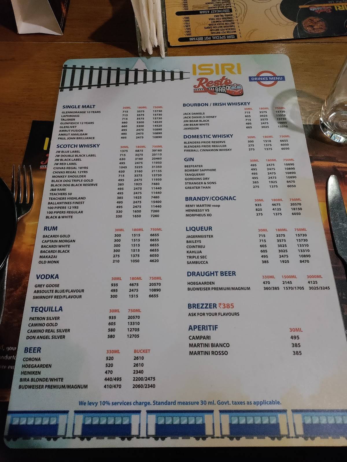 ISIRI Resto Bar - Theme Restaurant menu