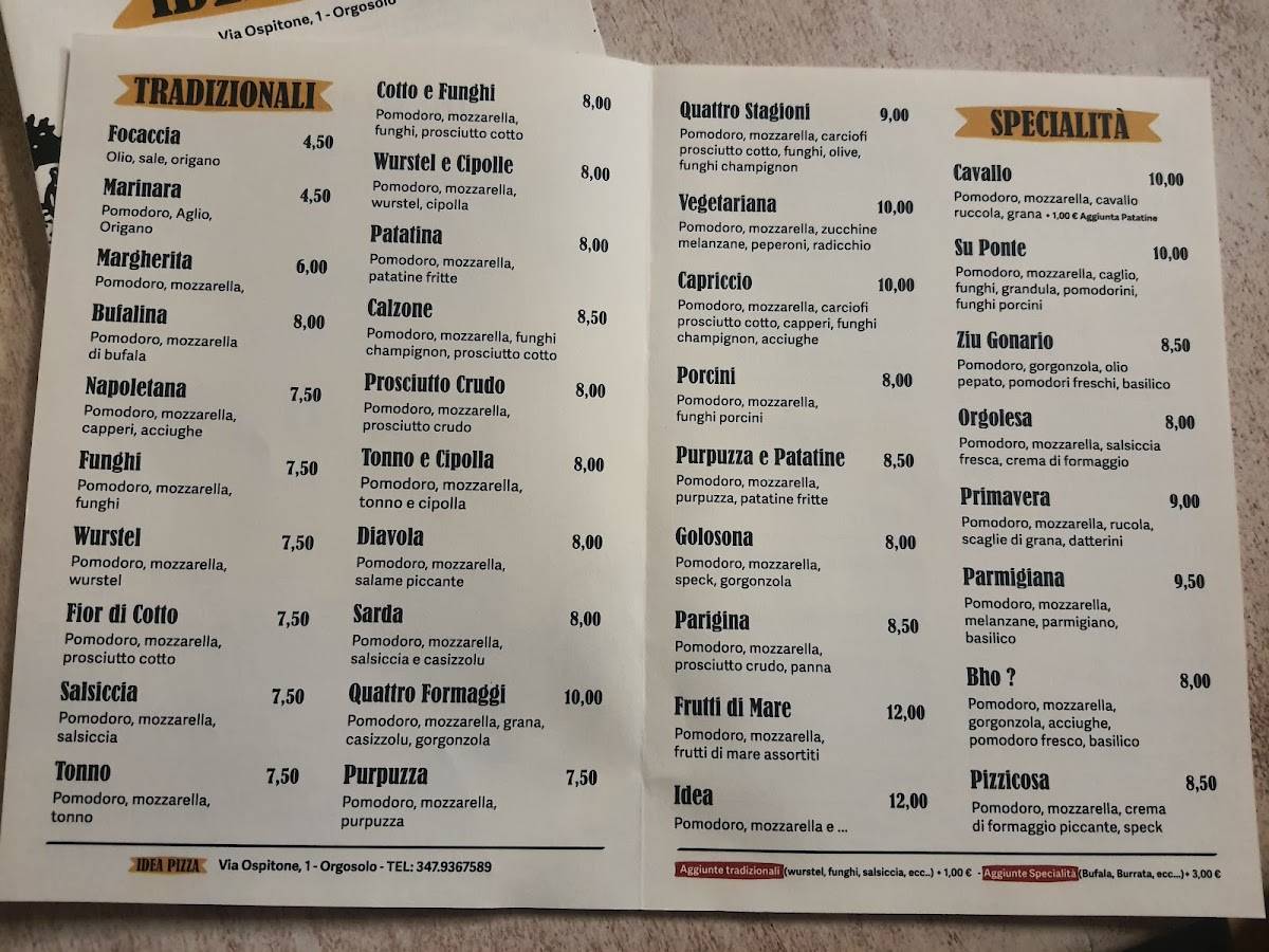 Menu di Idea Pizza 