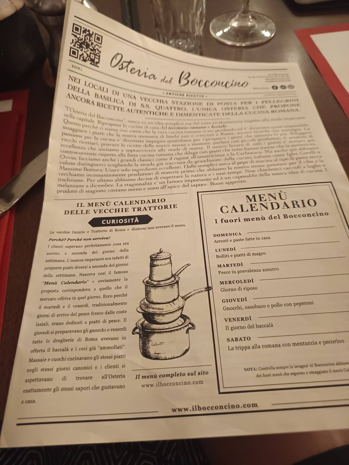 Menu di Il Bocconcino I Osteria Roma centro 