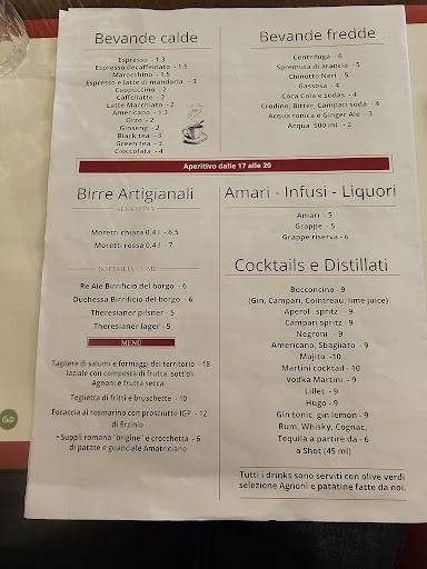 Menu di Il Bocconcino I Osteria Roma centro 
