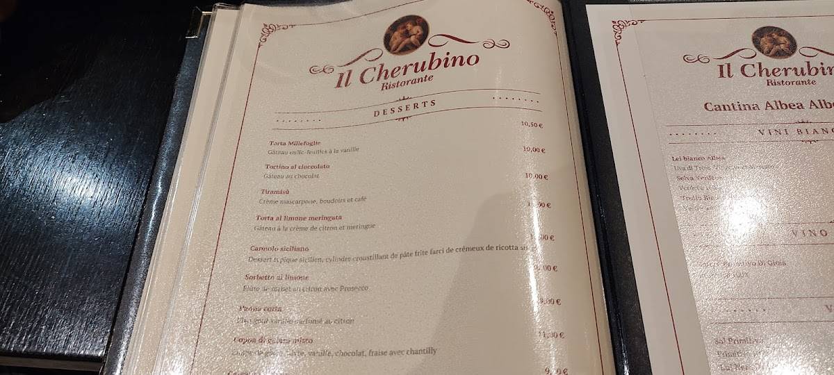 Menu de Il Cherubino