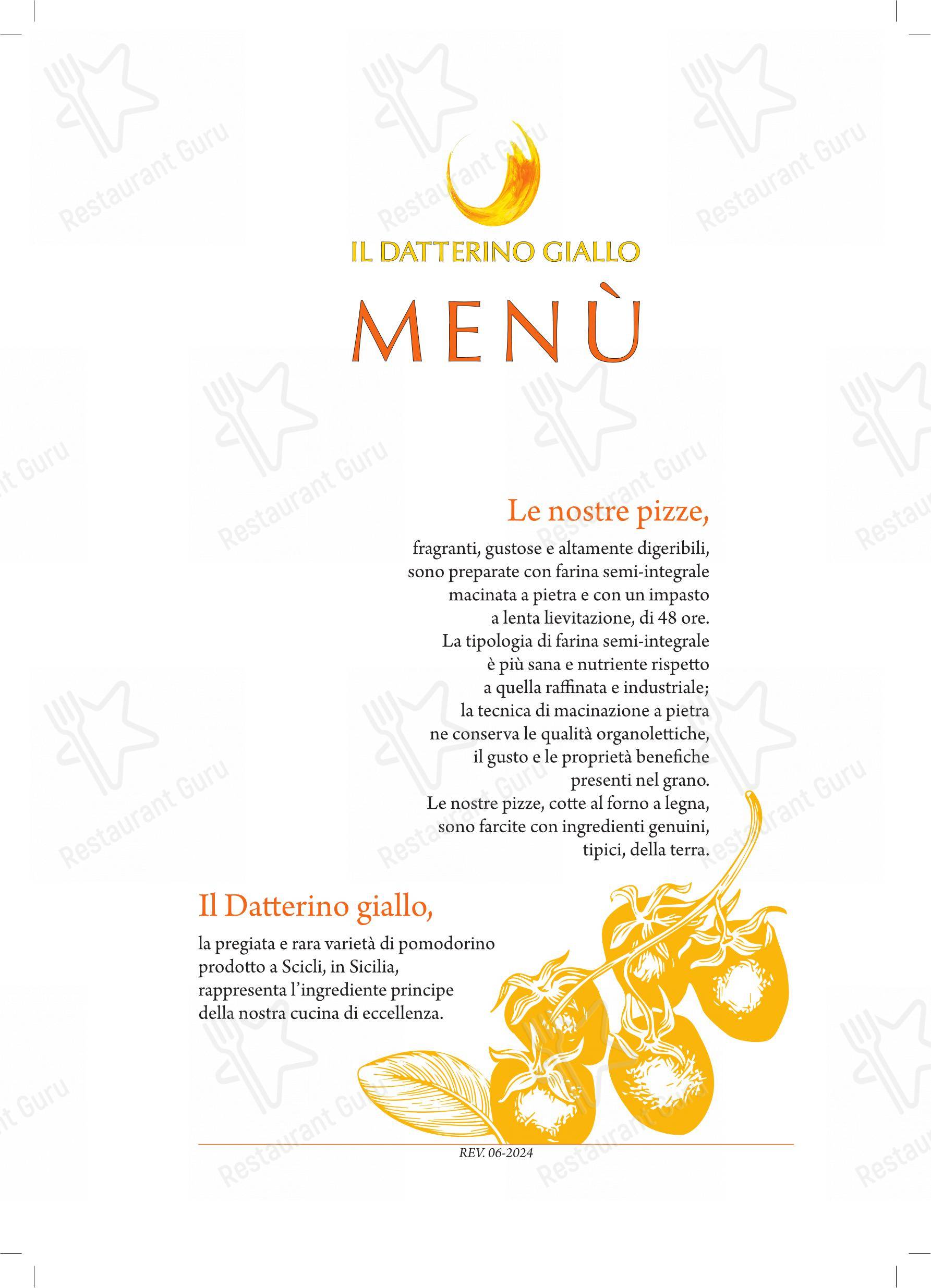 Menu di Il Datterino Giallo - Menu