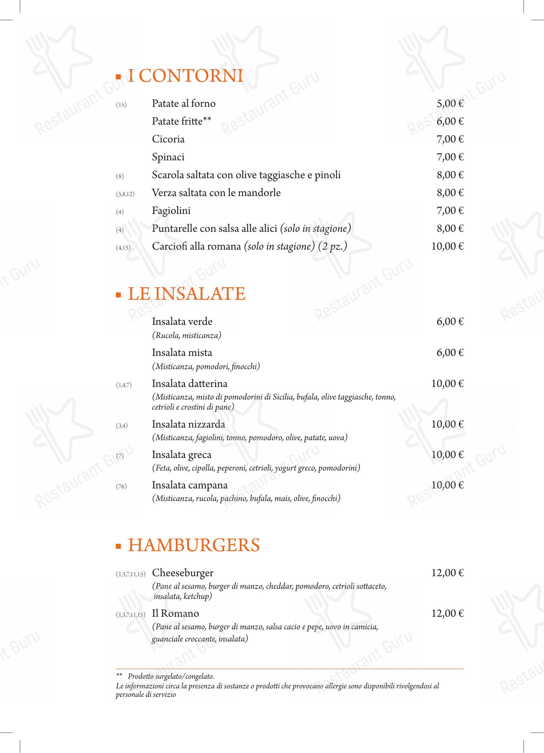 Menu per Il Datterino Giallo in Roma