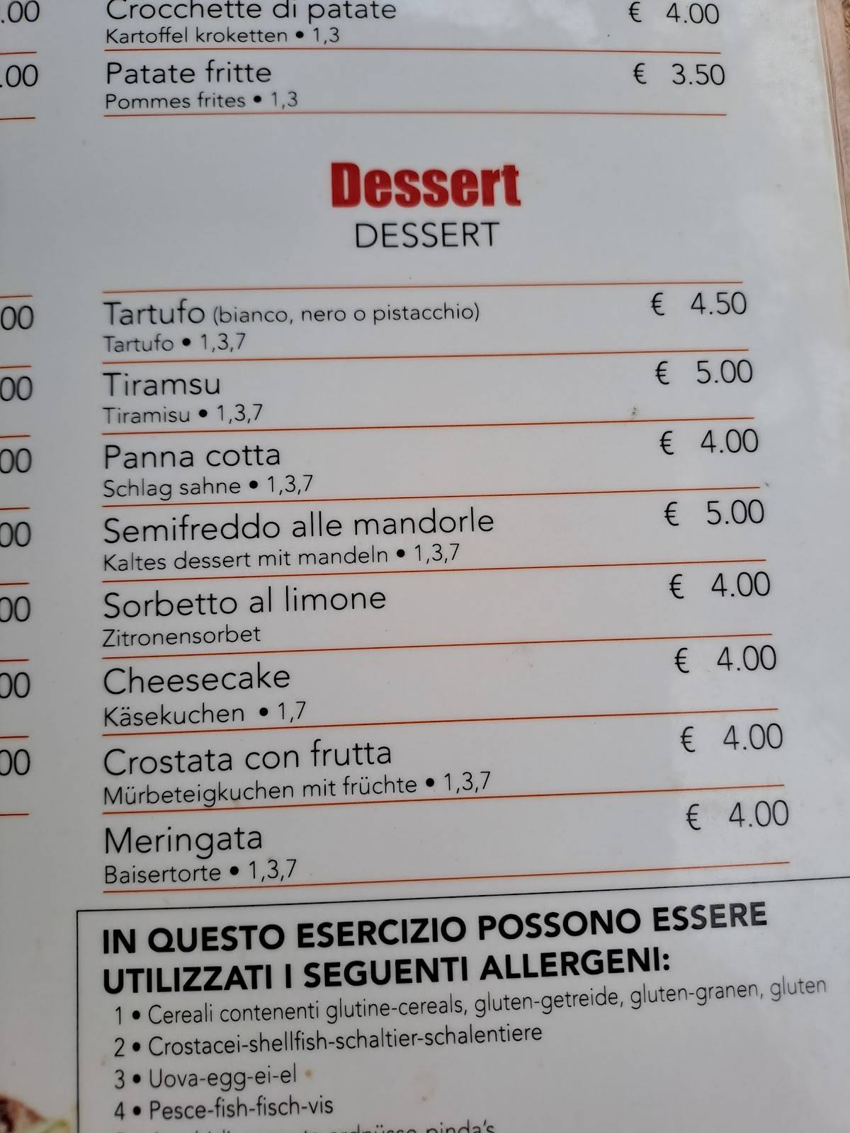 Menu di Il Gatto che Ride 