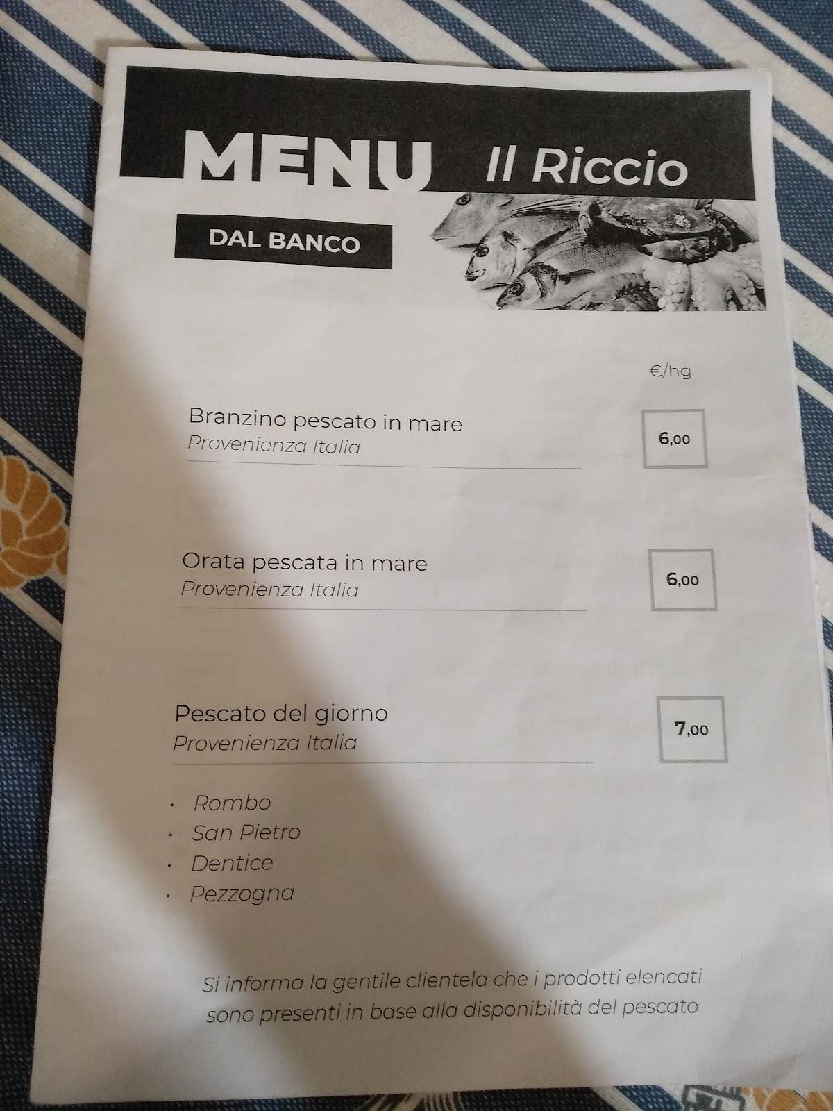 Menu di Il Riccio Ristorante Pescheria 