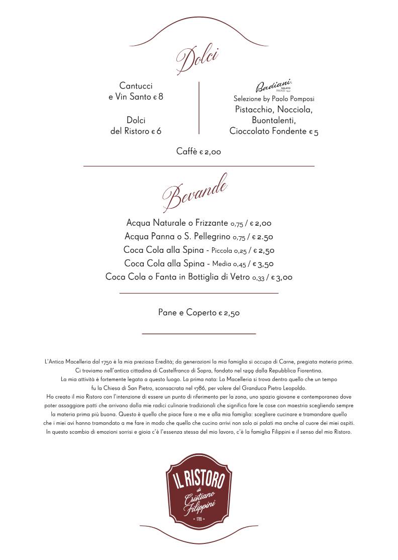 Menu di Il Ristoro di Cristiano Filippini