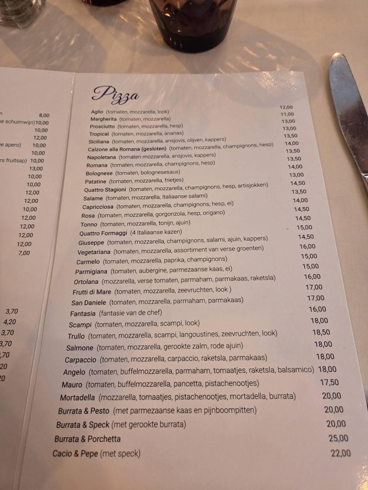Menu de Il Trullo