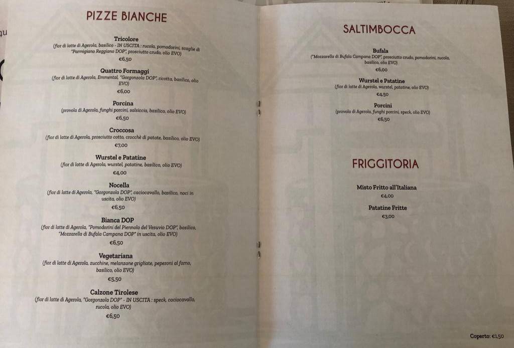 Menu di Il pozzo - Ristorante Pizzeria 
