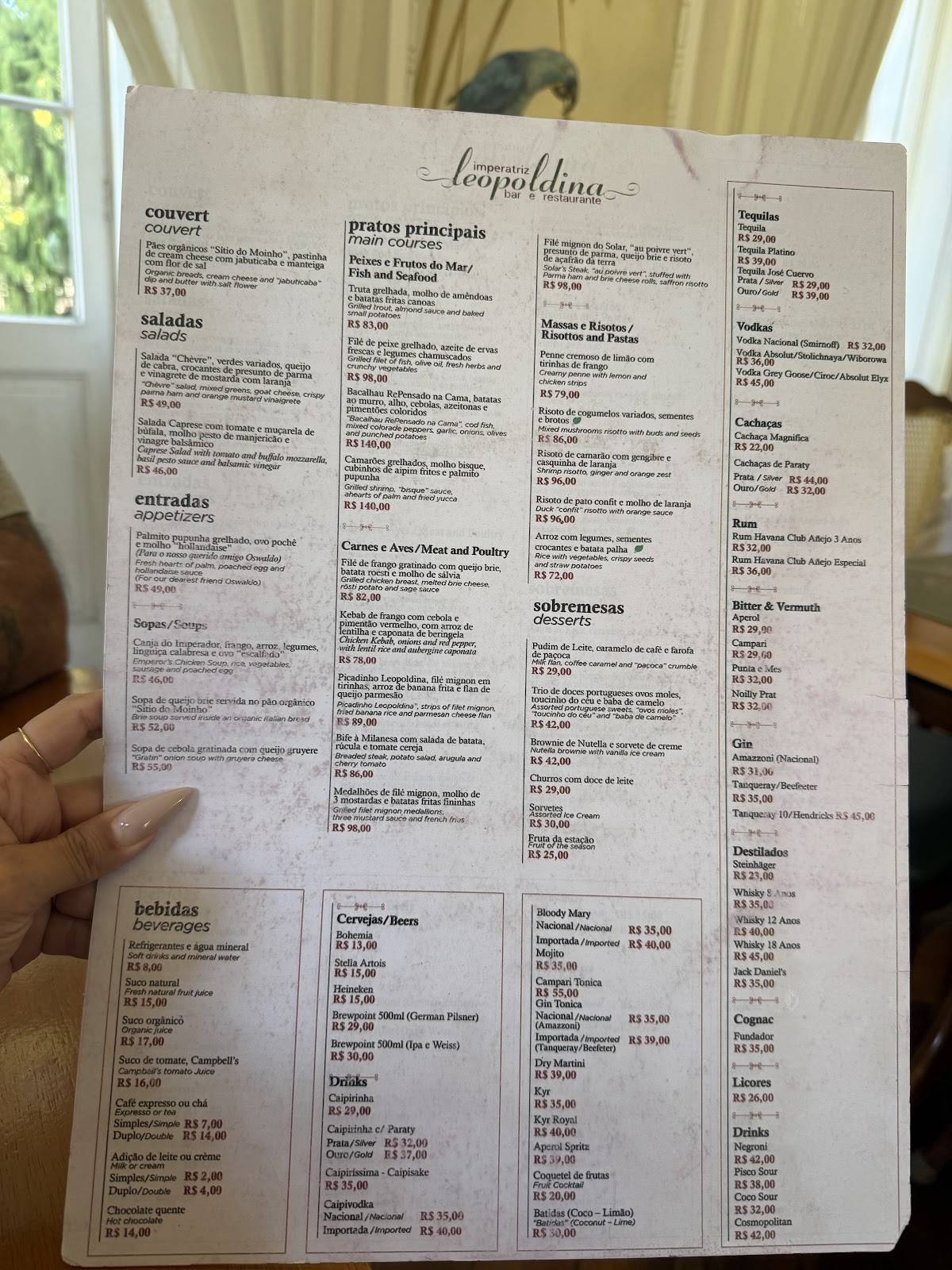 Restaurante Imperatriz Leopoldina cardápio