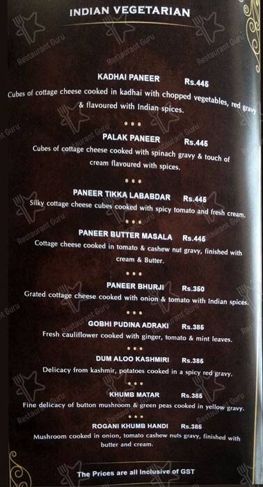 Imperial Grill menu