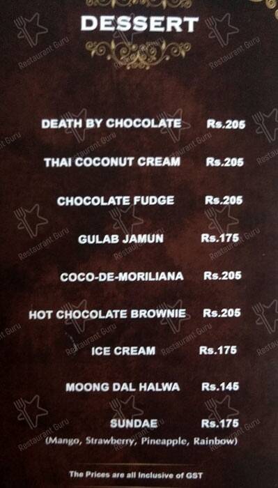 Imperial Grill menu