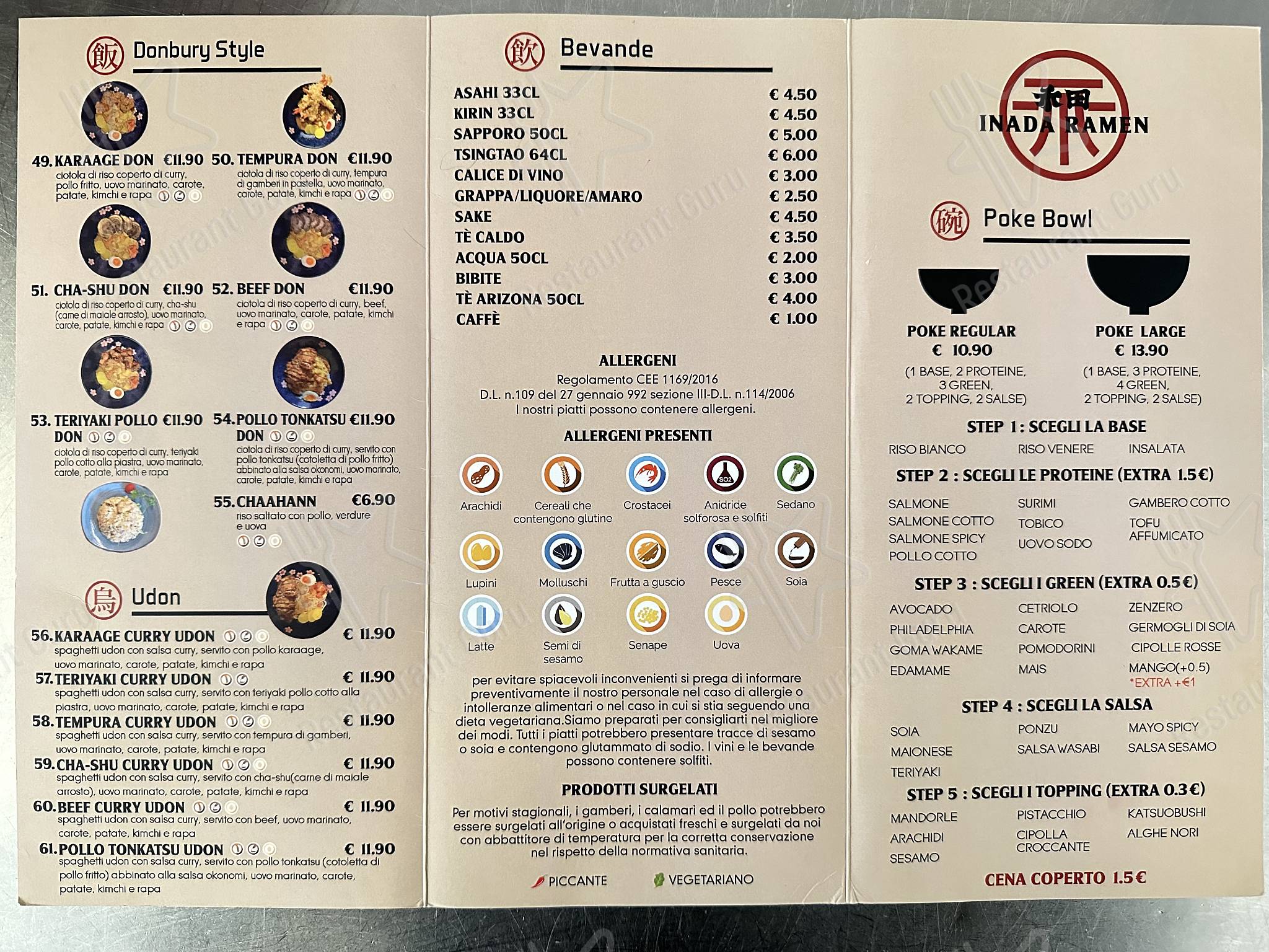 Menu di Inada ramen