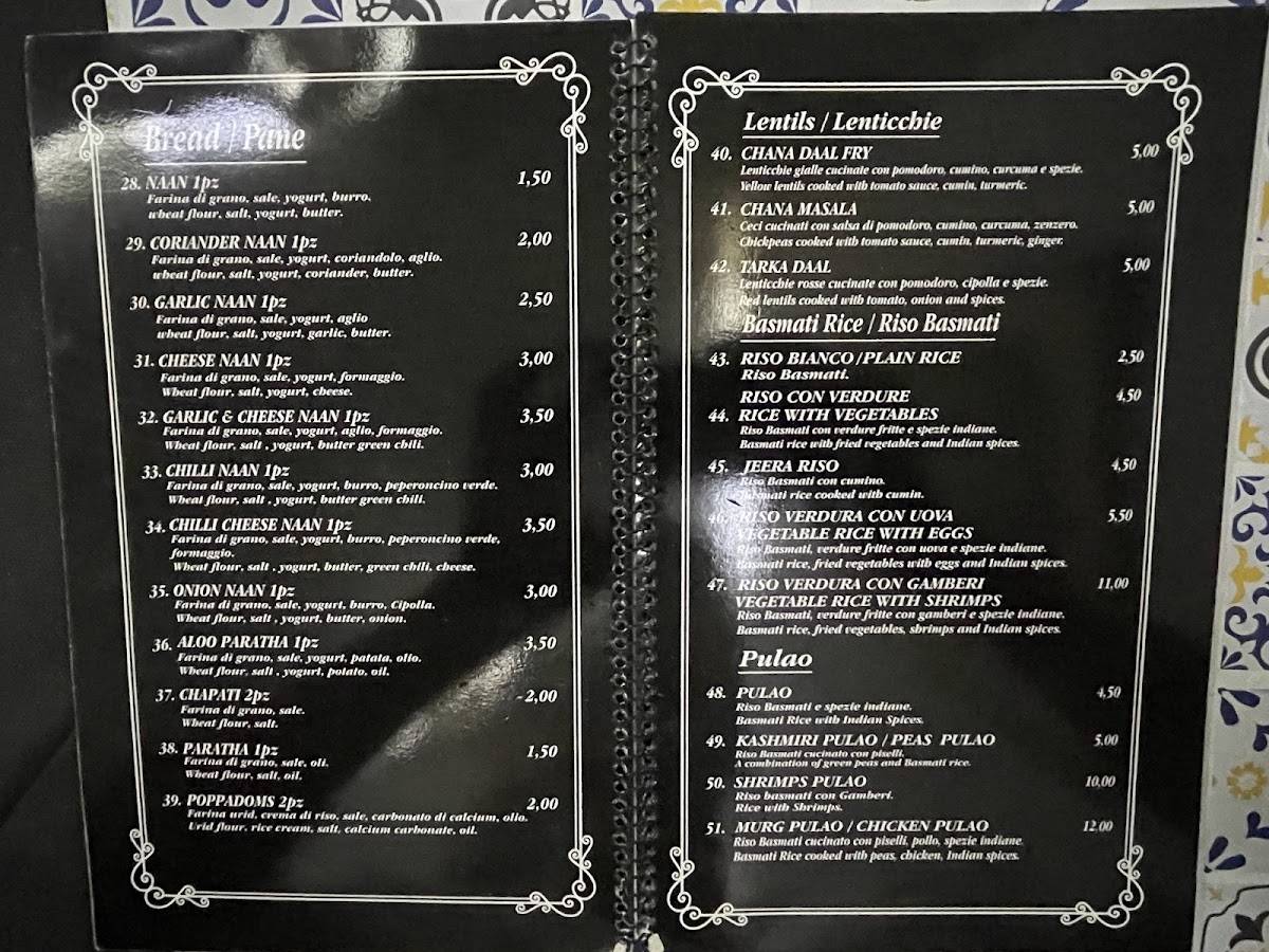 Menu di Indian Curry Restaurant Catania 