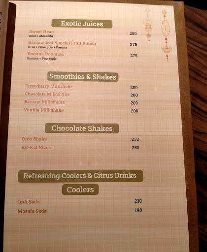 Banana Leaf menu