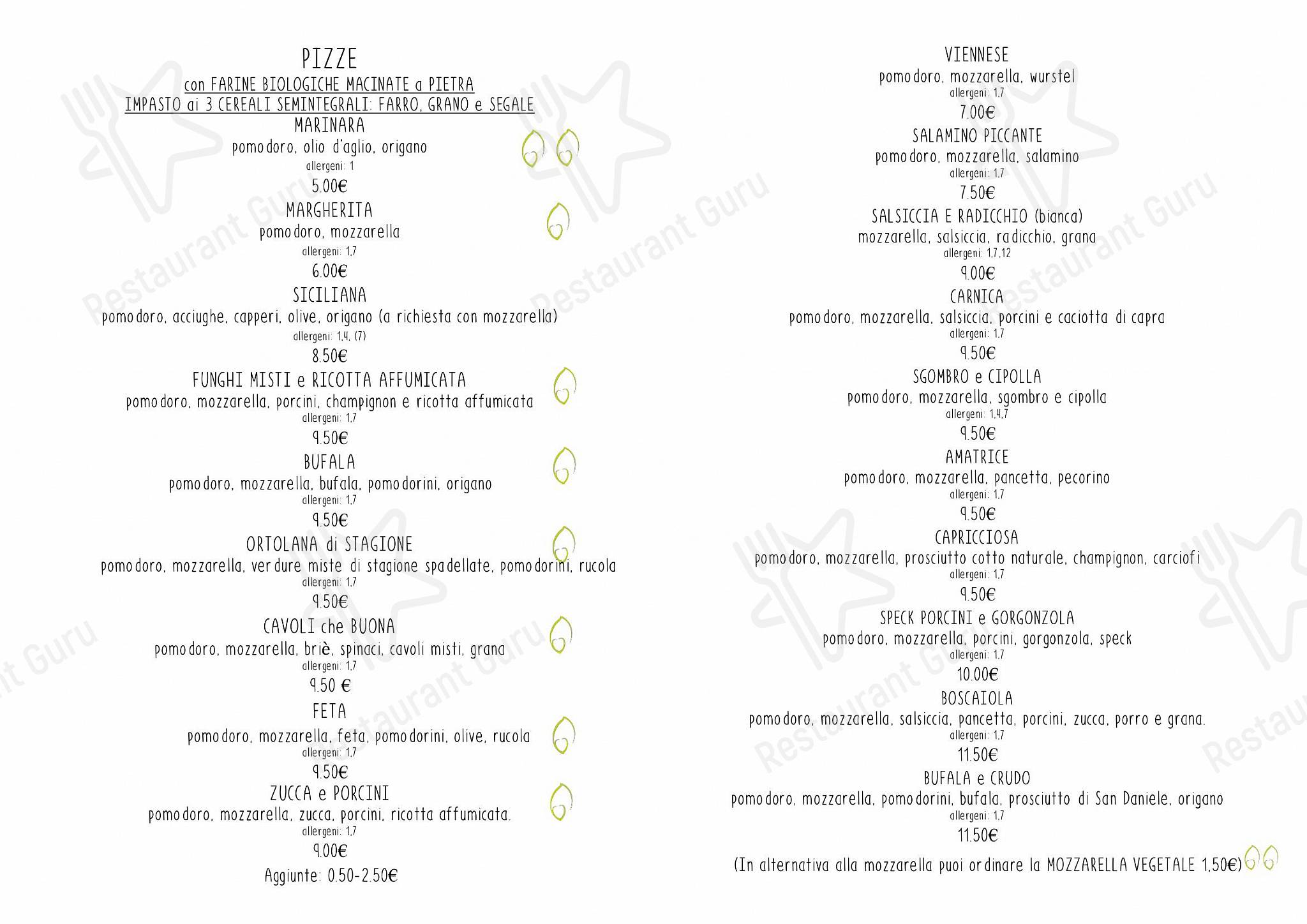Vegan Menu per Integraldo ristorante