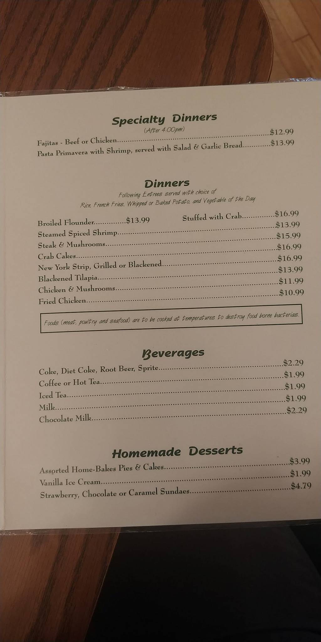 Menu at The Dining Room restaurant, Inwood, 368 True Apple Way