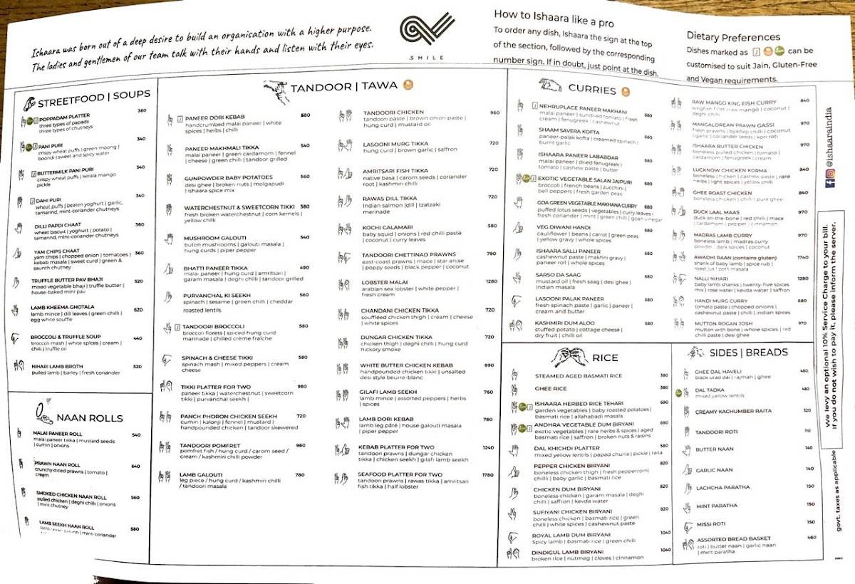 Ishaara - Phoenix Marketcity menu
