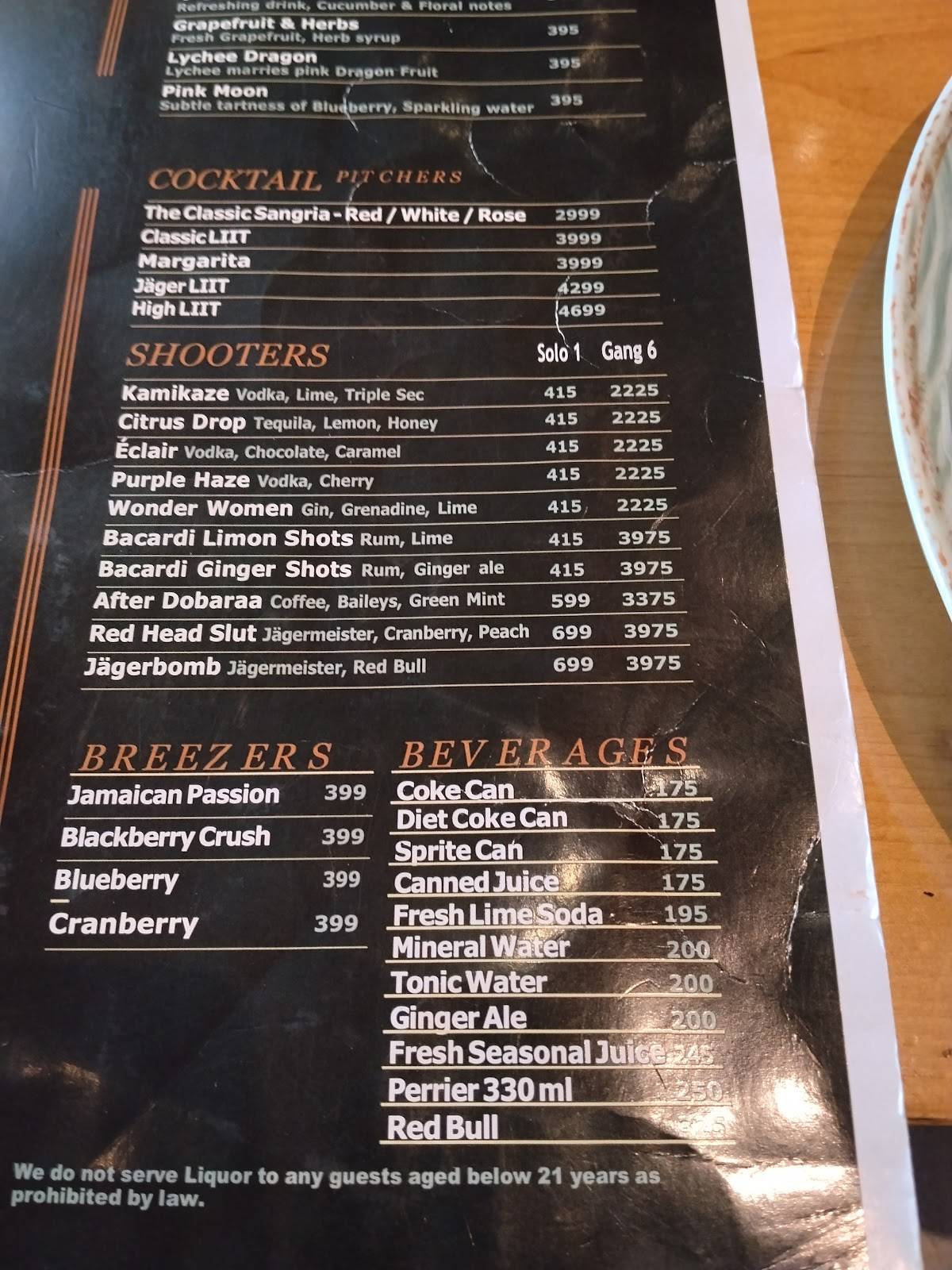 Ishaara - Phoenix Marketcity menu