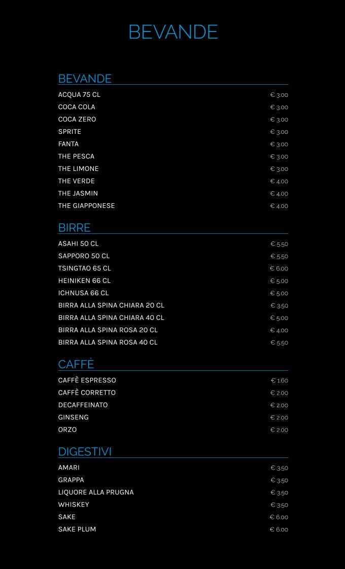 Menu di Issho Asian Fusion Spicchio-sovigliana 