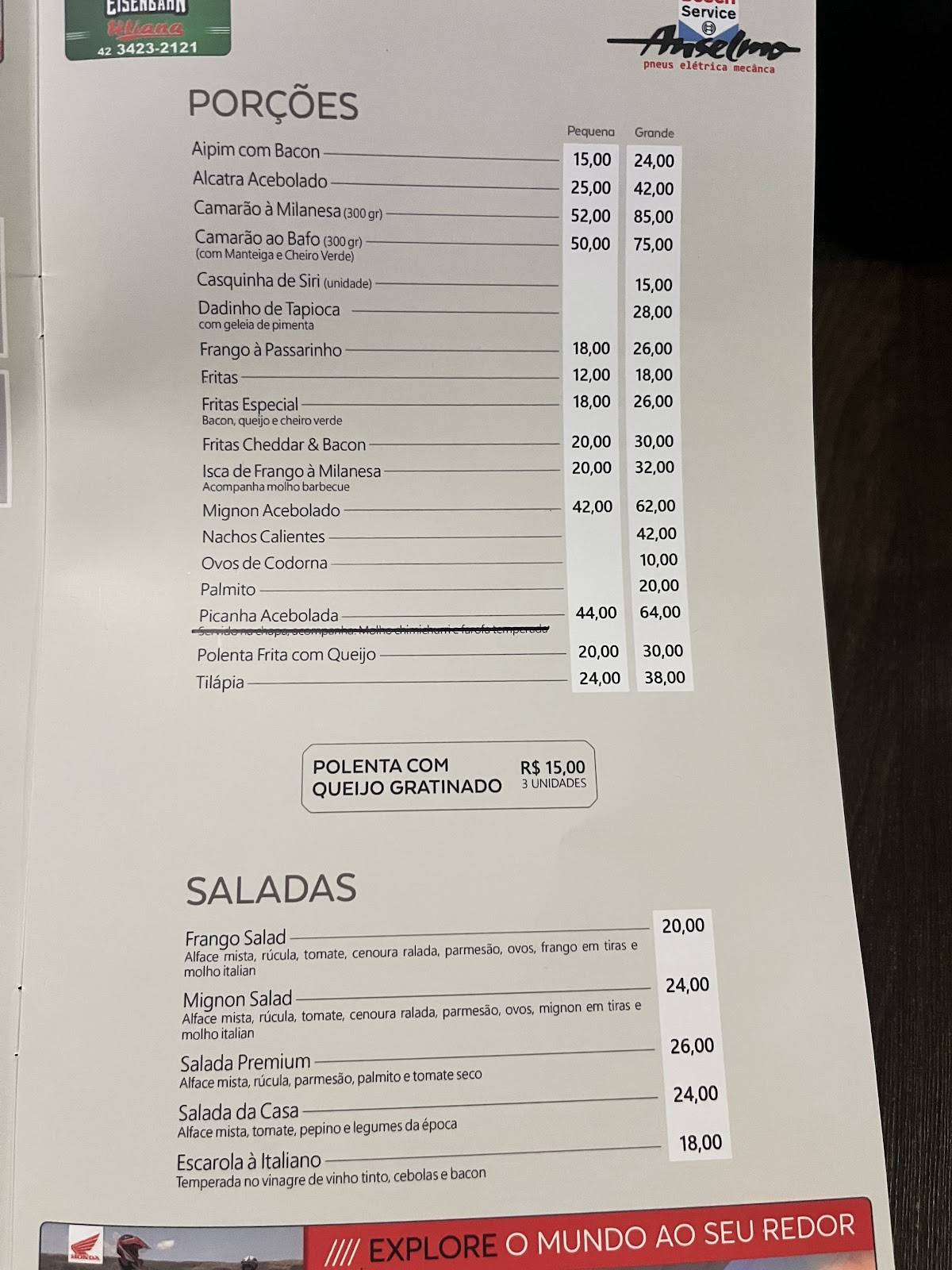 Italiano Restaurante cardápio