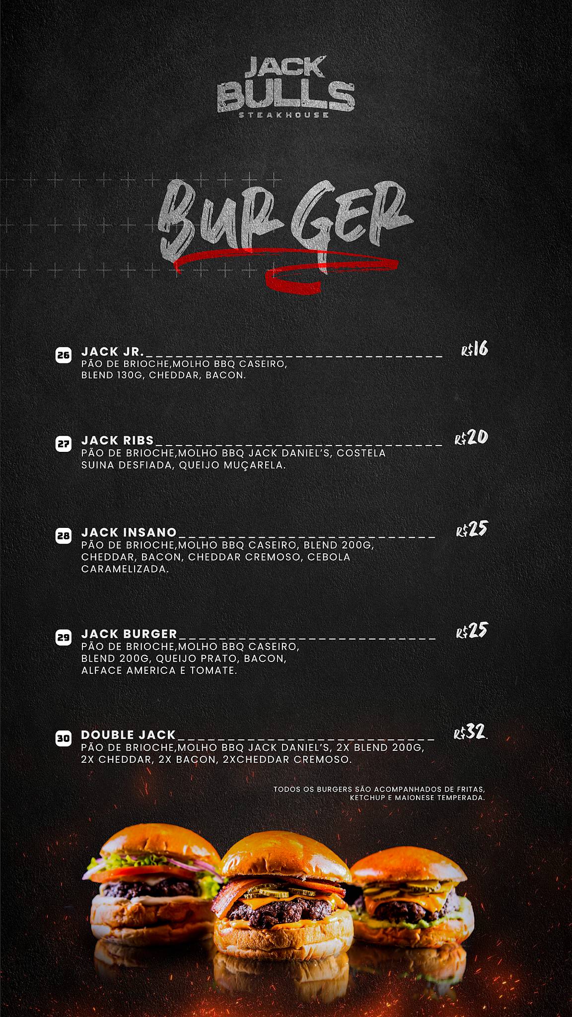 Jack Bulls Steakhouse cardápio