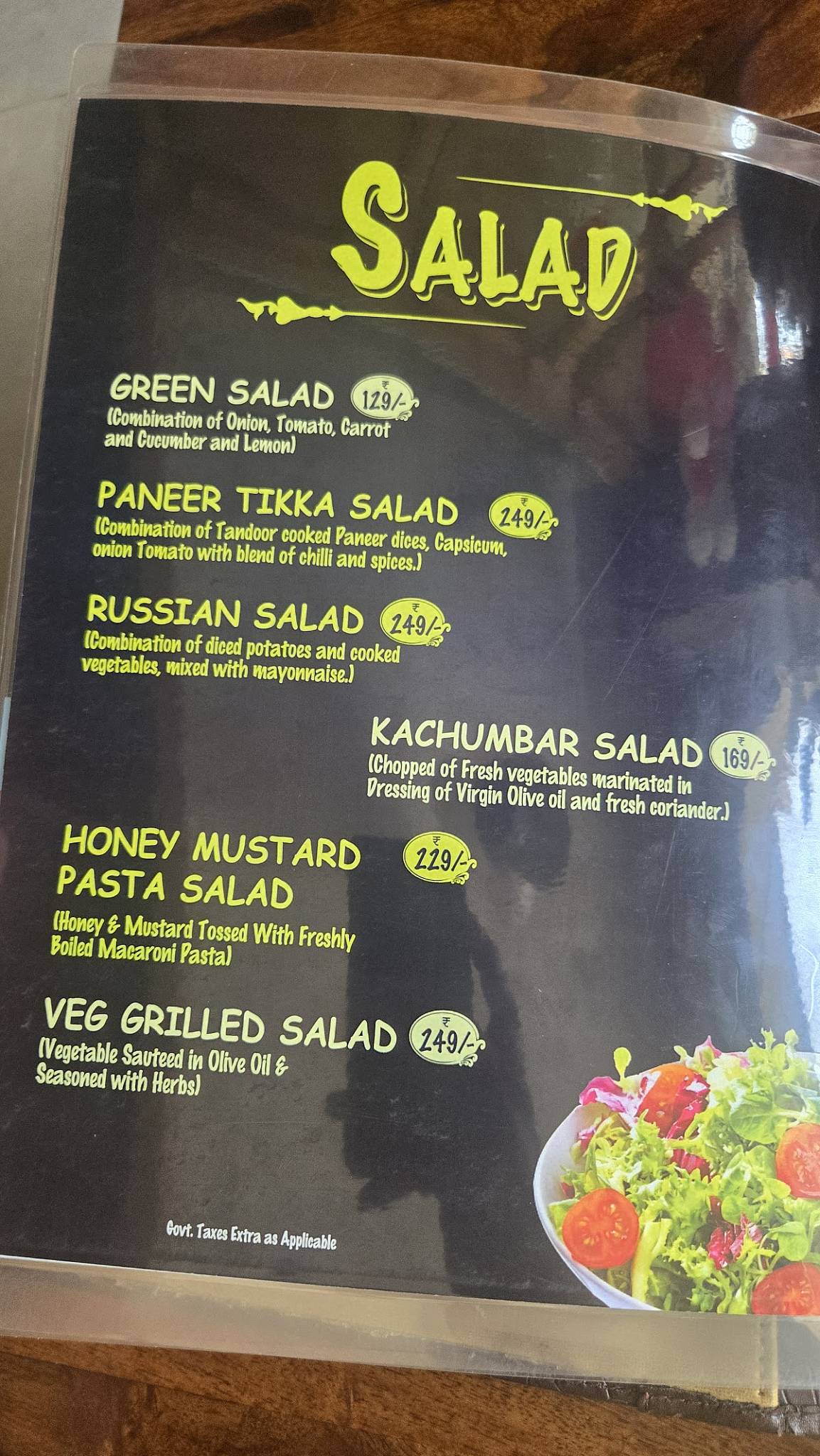 Rainbow Restaurant menu