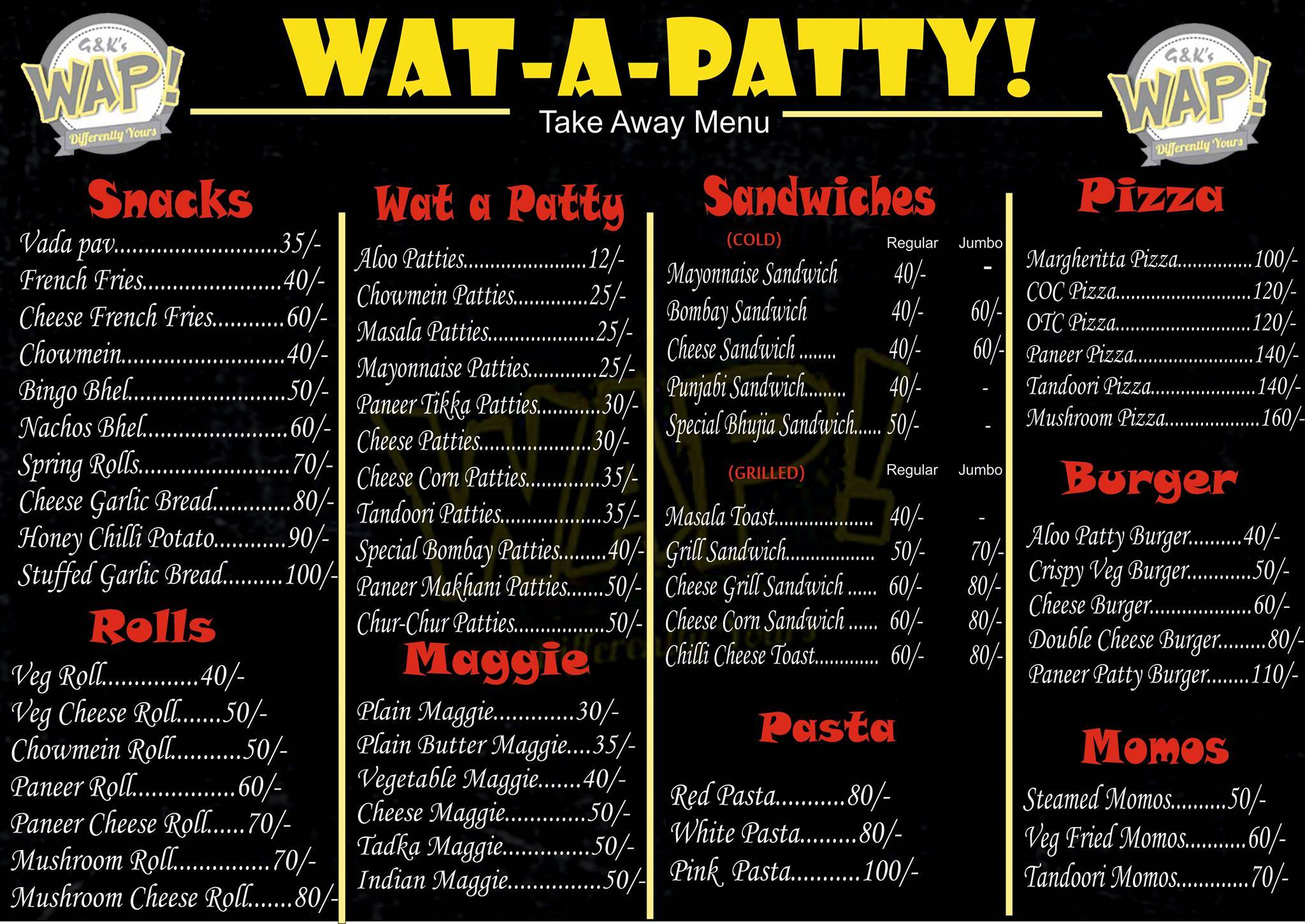 Wat-A-Patty! menu
