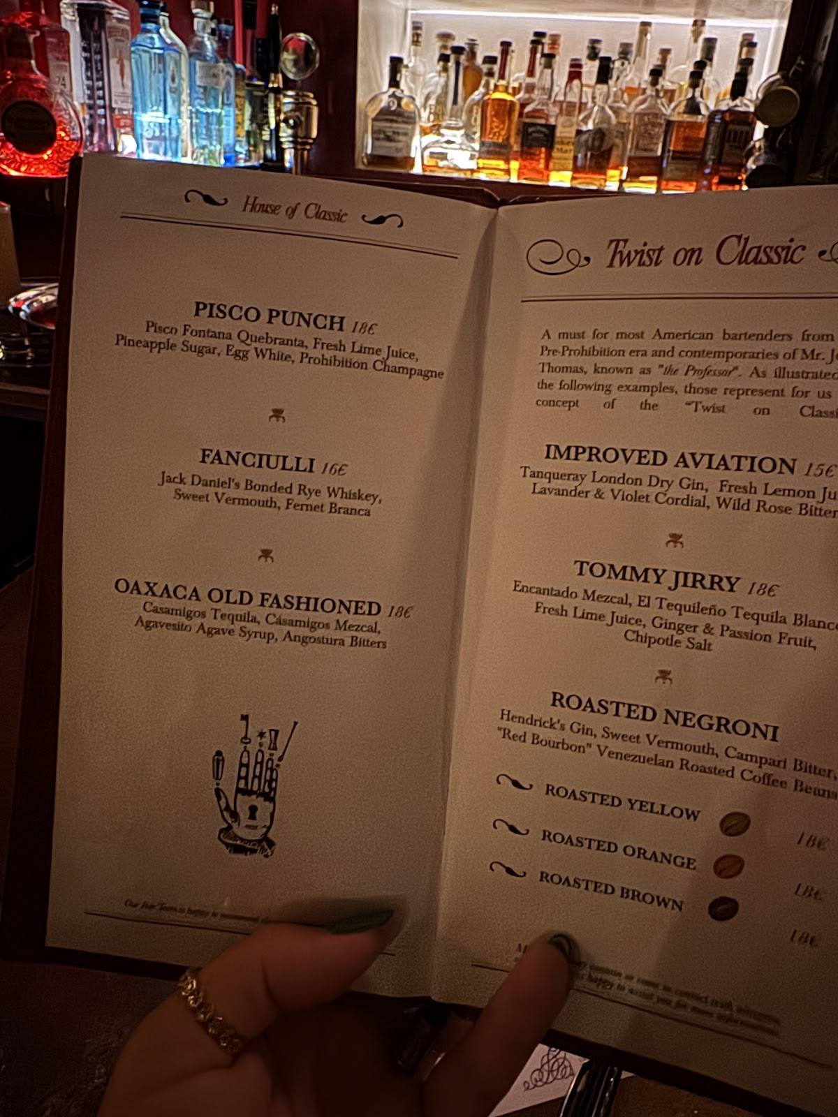 Menu di Jerry Thomas Speakeasy 