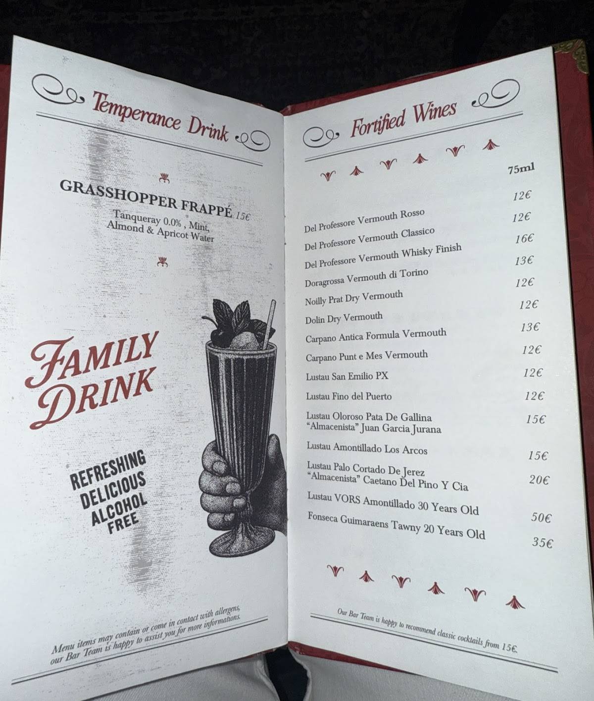 Menu di Jerry Thomas Speakeasy 