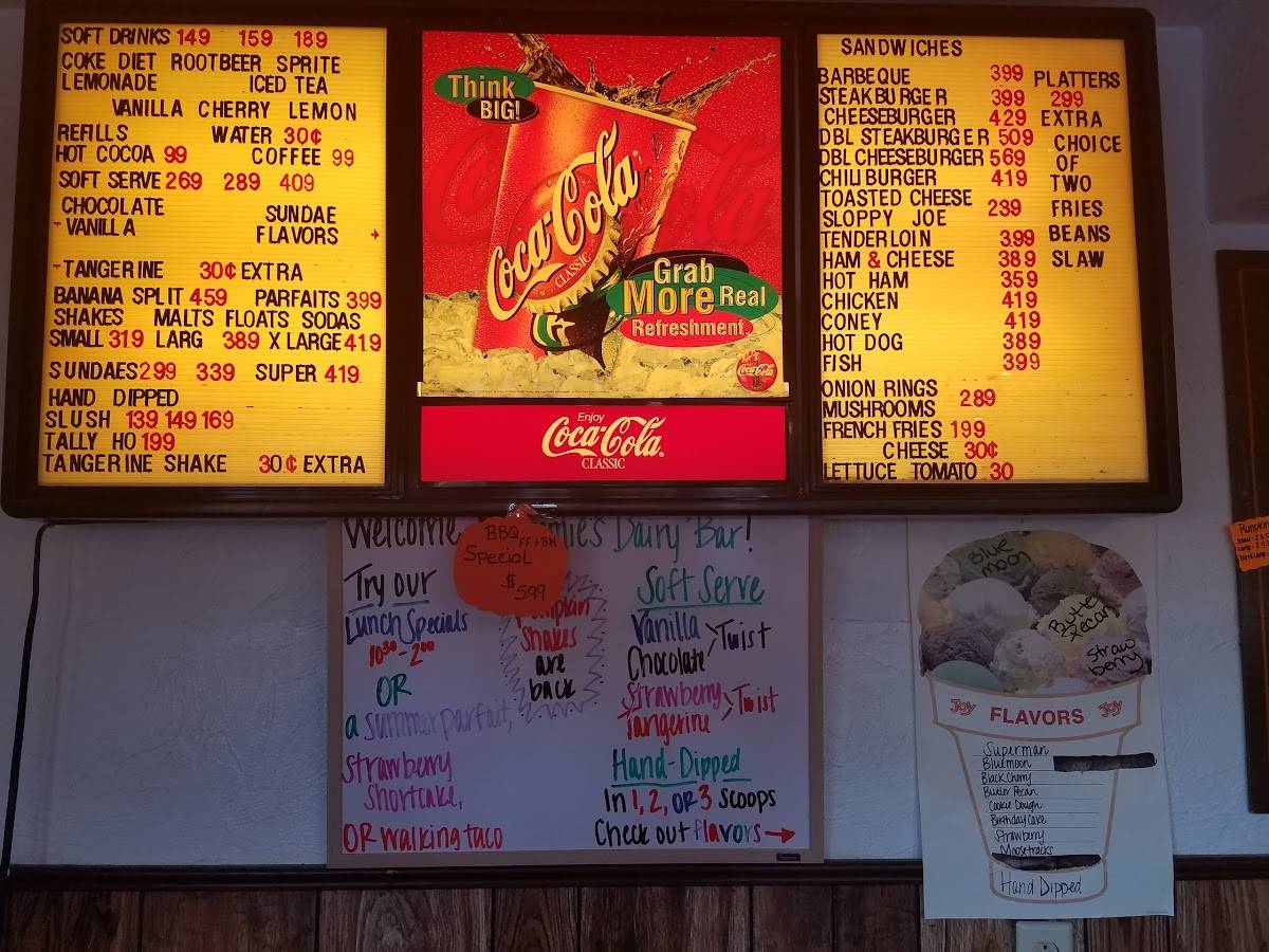 Menu at Jimmie's Dairy Bar, Pendleton