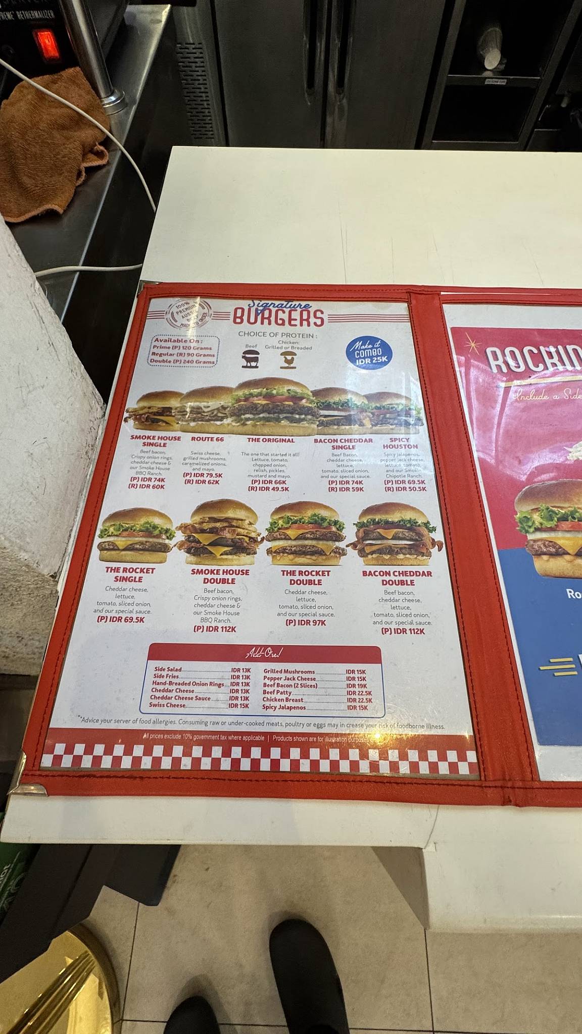 Menu at Johnny Rockets restaurant, Central Jakarta, Jl. Jenderal ...