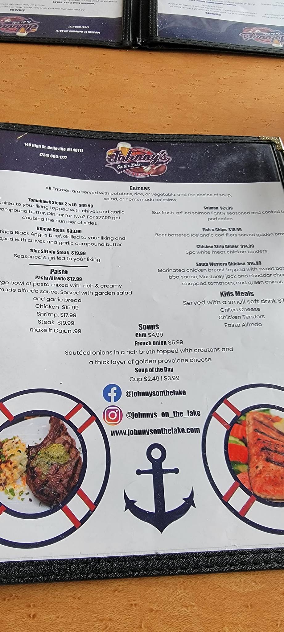 Menu at Johnny's On The Lake Bar & Grill, Belleville